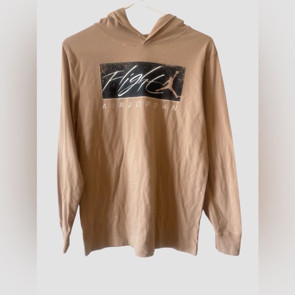 Air Jordan Flight Lightweight Hoodie Boys Kids XL Beige Pullover Sweatshirt - Picture 1 of 6